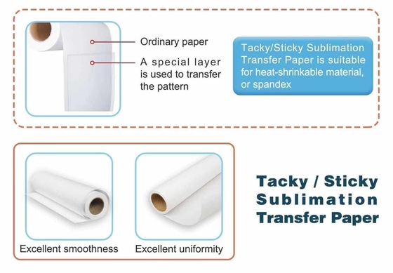 Matte Surface Sublimation Heat Transfer Paper 100GSM 44 / 64 Inch