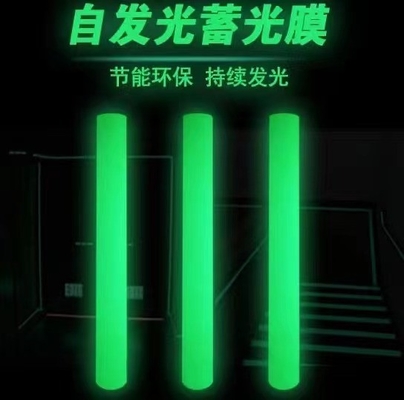 Photoluminescent Vinyl Self-Adhesive Roll / Glow In The Dark 2-12 Hours PVC Luminous Film Autoglow For Exit Sign Road Safe