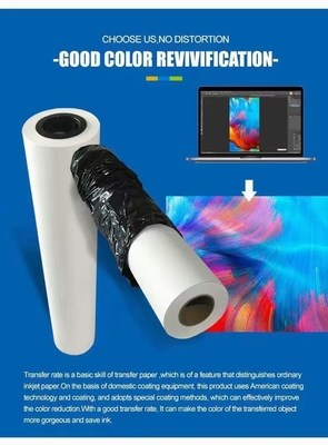 98% Heat Transfer Rate Dye Sublimation Paper Roll 40g/50g/60g/80g/100GSM With 44''/60''/64'' For Textile Printing