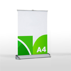 100% Aluminium Portable retractable mini A3 A4 table roll up banner stand/mini desktop rollup stand displays