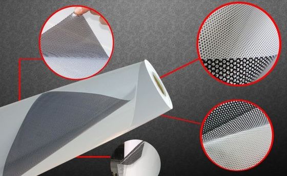 Printable 140mic Perforated Self Adhesive Vinyl one way vision For Solvent Printing