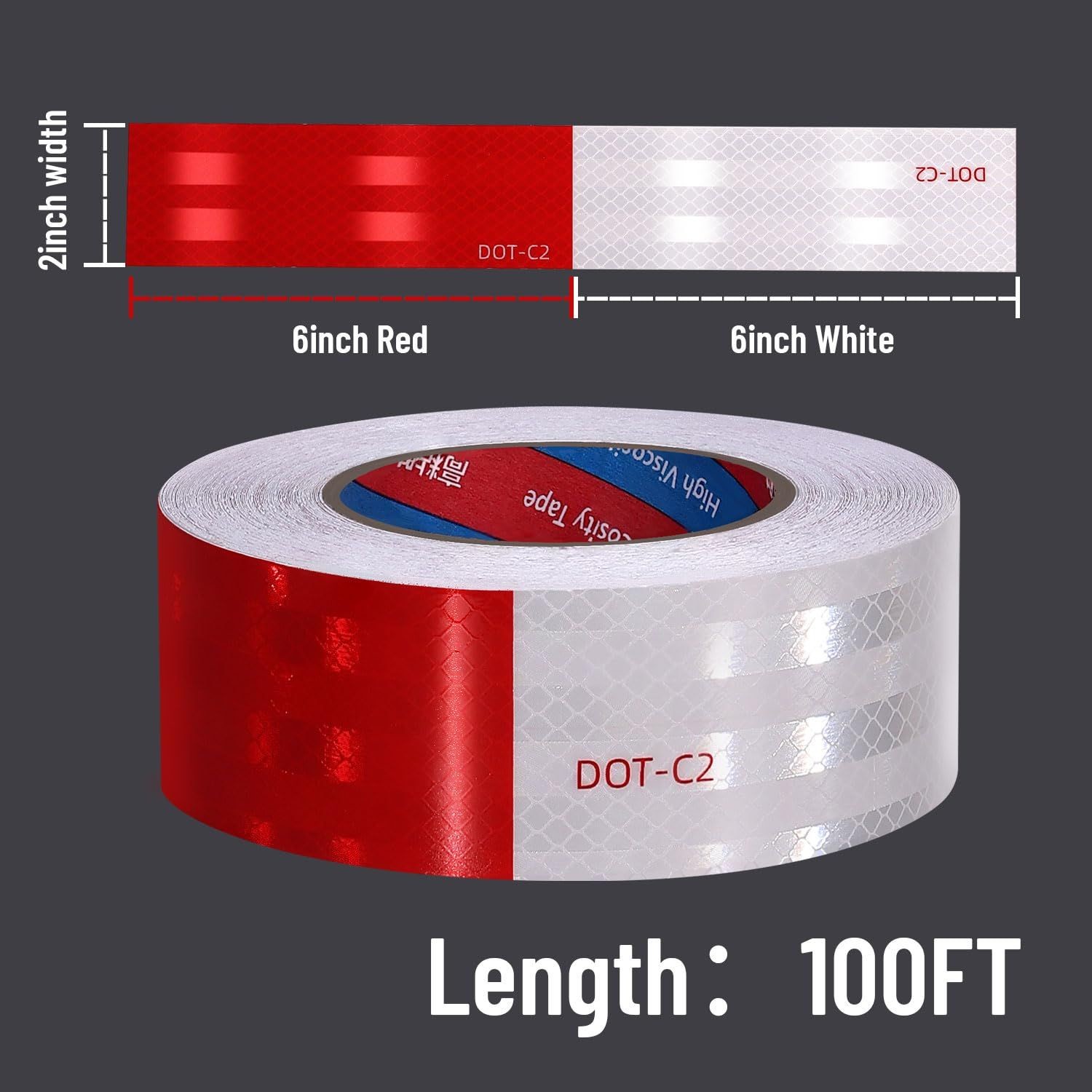 Prismatic Grade ECE R104 DOT-C2 Conspicuity Red/White Reflective Tape ...