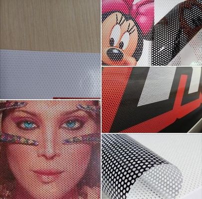 Printable 140mic Perforated Self Adhesive Vinyl one way vision For Solvent Printing